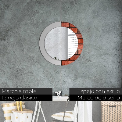 Espelho decorativo redondo Tijolo vermelho
