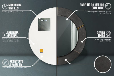 Espelho redondo decorativo Triângulos cinzas