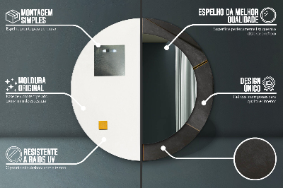 Espelho redondo decorativo Triângulos cinzas