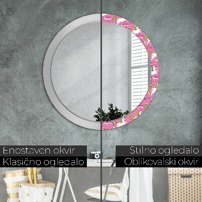 Espelho decorativo redondo unicórnio mágico