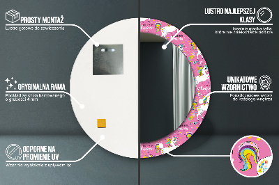 Espelho decorativo redondo unicórnio mágico