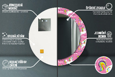 Espelho decorativo redondo unicórnio mágico