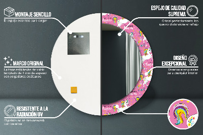 Espelho decorativo redondo unicórnio mágico