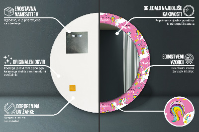 Espelho decorativo redondo unicórnio mágico