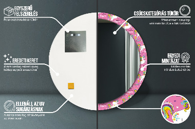 Espelho decorativo redondo unicórnio mágico