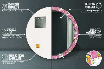 Espelho decorativo redondo unicórnio mágico