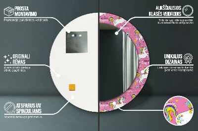 Espelho decorativo redondo unicórnio mágico