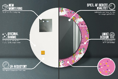 Espelho decorativo redondo unicórnio mágico