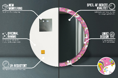 Espelho decorativo redondo unicórnio mágico