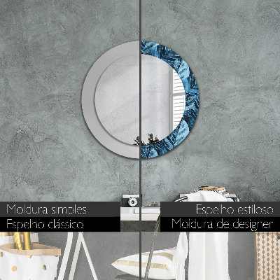Espelho decorativo redondo Folhas da selva