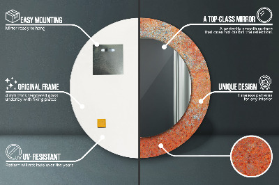 Espelho decorativo redondo Metal enferrujado