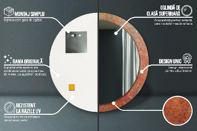 Espelho decorativo redondo Metal enferrujado