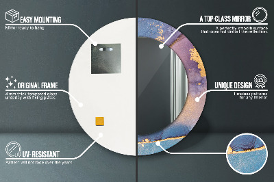 Espelho decorativo redondo Pedra de mármore