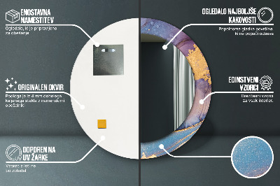 Espelho decorativo redondo Pedra de mármore