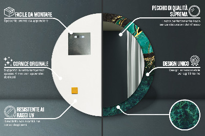 Espelho redondo decorativo Verde mármore