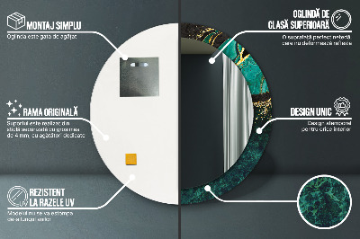 Espelho redondo decorativo Verde mármore