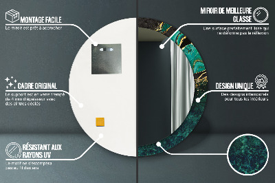 Espelho redondo decorativo Verde mármore