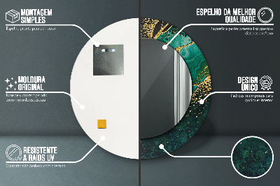 Espelho redondo decorativo Verde mármore