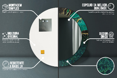 Espelho redondo decorativo Verde mármore