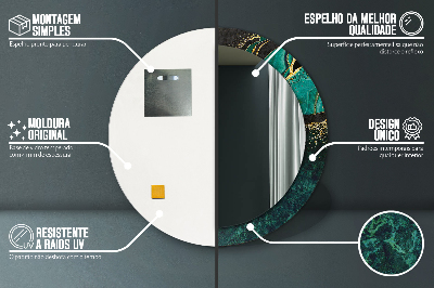 Espelho redondo decorativo Verde mármore