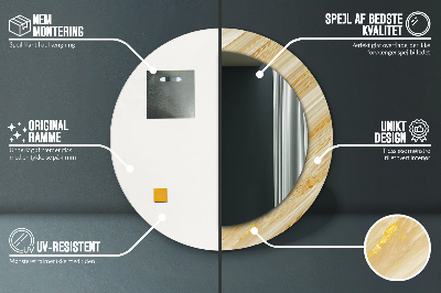 Espelho decorativo redondo Abstrato dourado