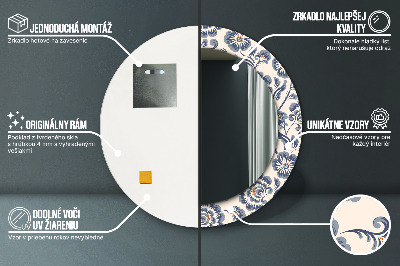 Espelho redondo decorativo Padrão de flores