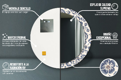 Espelho redondo decorativo Padrão de flores