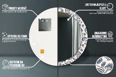 Espelho redondo decorativo Padrão de flores