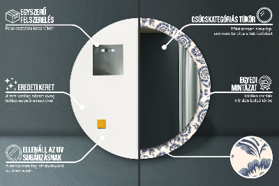 Espelho redondo decorativo Padrão de flores