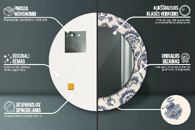 Espelho redondo decorativo Padrão de flores