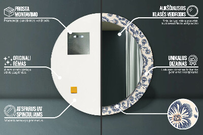 Espelho redondo decorativo Padrão de flores