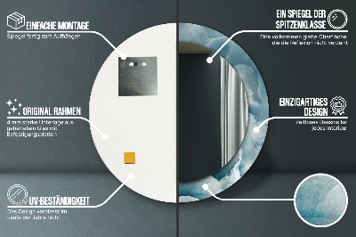 Espelho redondo decorativo Mármore ônix azul