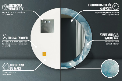 Espelho redondo decorativo Mármore ônix azul