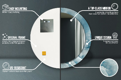 Espelho redondo decorativo Mármore ônix azul