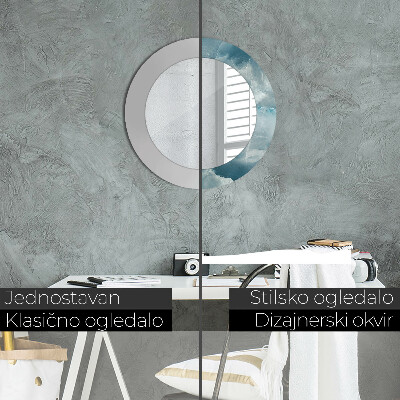 Espelho redondo decorativo Mármore ônix azul