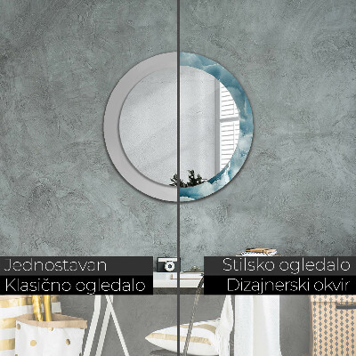 Espelho redondo decorativo Mármore ônix azul