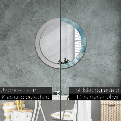 Espelho redondo decorativo Mármore ônix azul