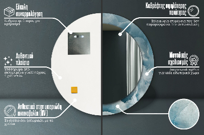 Espelho redondo decorativo Mármore ônix azul