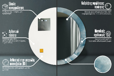 Espelho redondo decorativo Mármore ônix azul