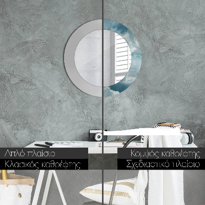 Espelho redondo decorativo Mármore ônix azul