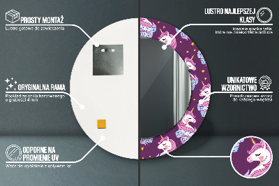 Espelho redondo decorativo Estrelas Unicórnio