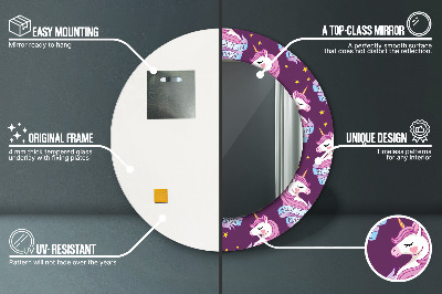 Espelho redondo decorativo Estrelas Unicórnio