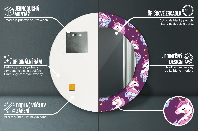 Espelho redondo decorativo Estrelas Unicórnio