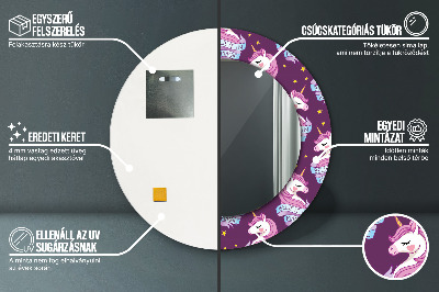 Espelho redondo decorativo Estrelas Unicórnio