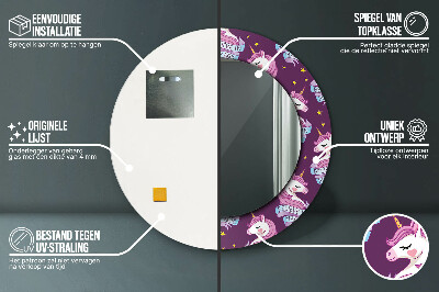 Espelho redondo decorativo Estrelas Unicórnio