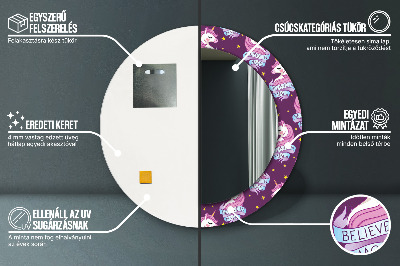 Espelho redondo decorativo Estrelas Unicórnio