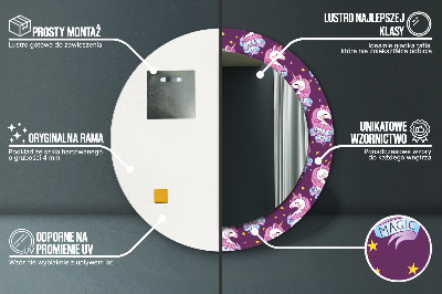 Espelho redondo decorativo Estrelas Unicórnio