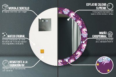 Espelho redondo decorativo Estrelas Unicórnio