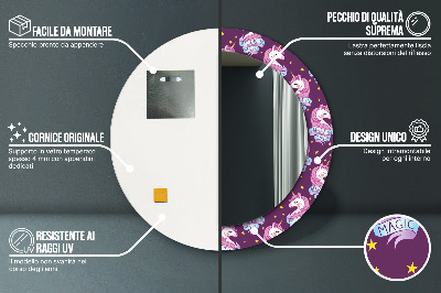 Espelho redondo decorativo Estrelas Unicórnio