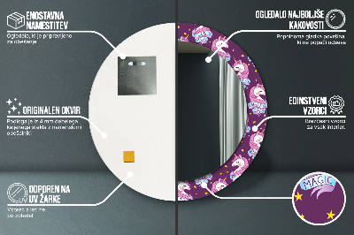 Espelho redondo decorativo Estrelas Unicórnio